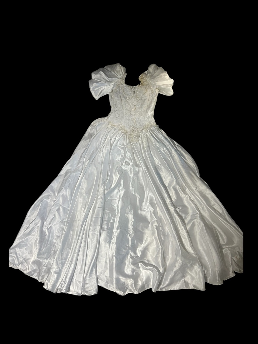 Source Unknown Vintage Wedding Dress with Puff Sleeves